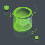 Green cloud database infrastructure icon representing scalable traffic data processing capacity