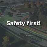 Aerial view of highway intersection with safety first banner emphasizing non-intrusive traffic monitoring
