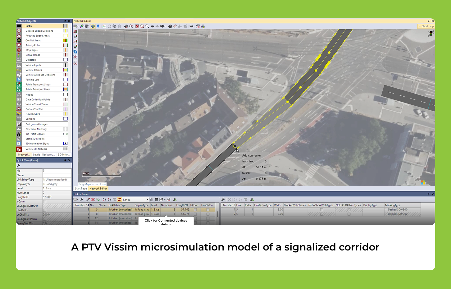 PTV Vissim microsimulation network model of an urban road junction