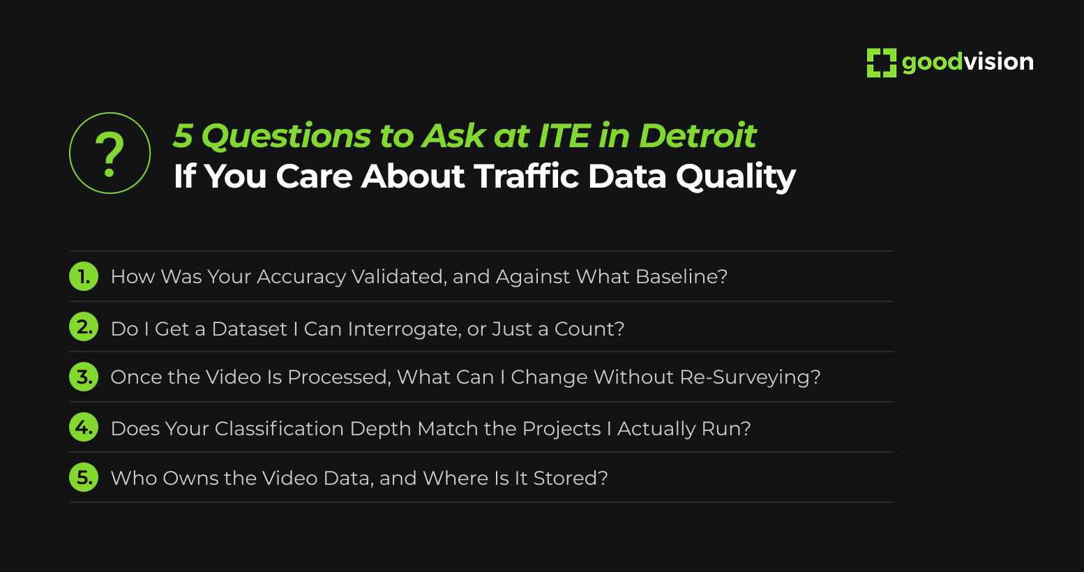 Five questions to ask traffic data vendors at ITE Detroit about data quality